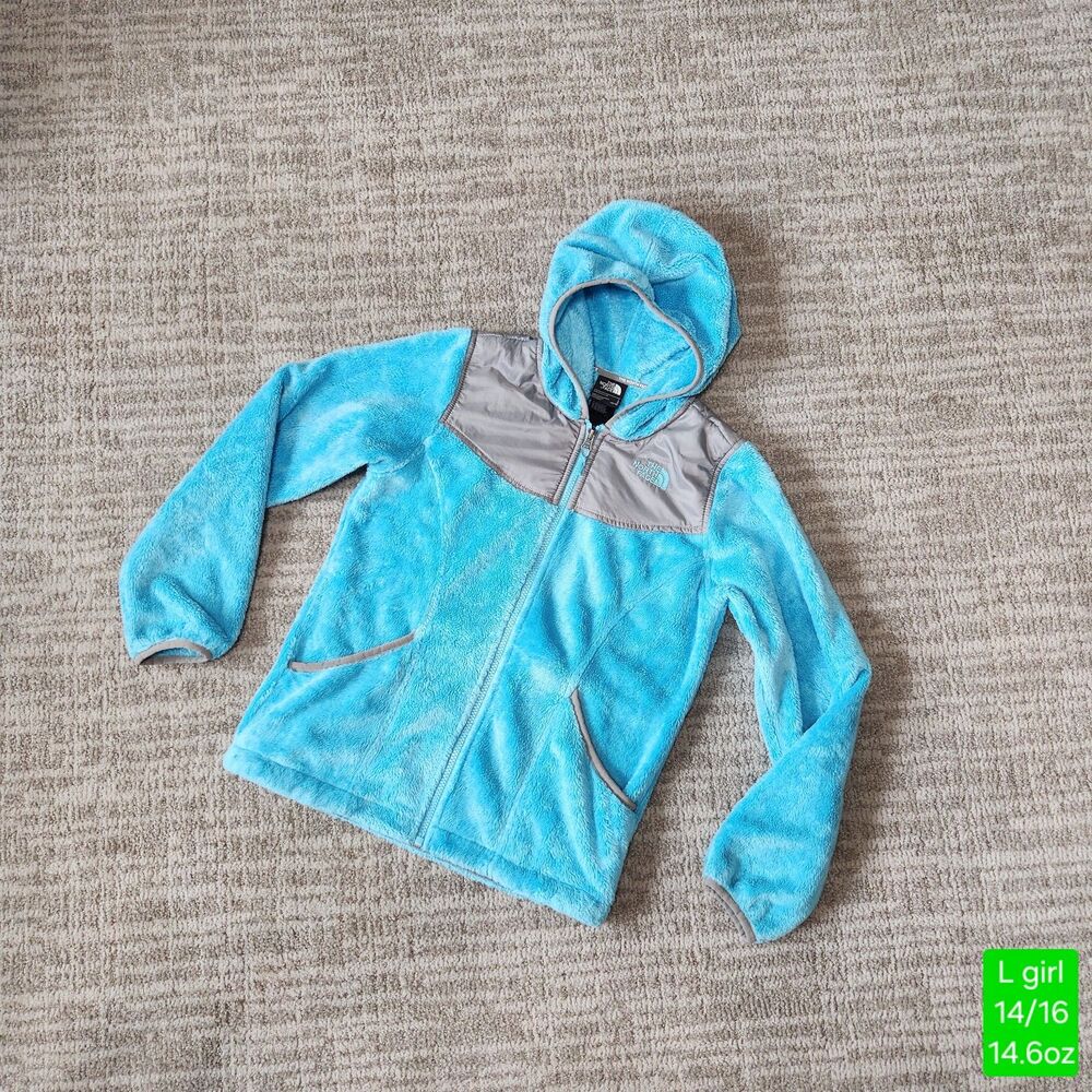 The North Face girl's G Oso Hoodie fleece zip-up jacket blue size L 14/16